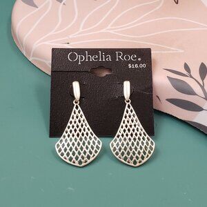 Ophelia Roe, NWT silver tone dangle filigree pierced post fashion earrings